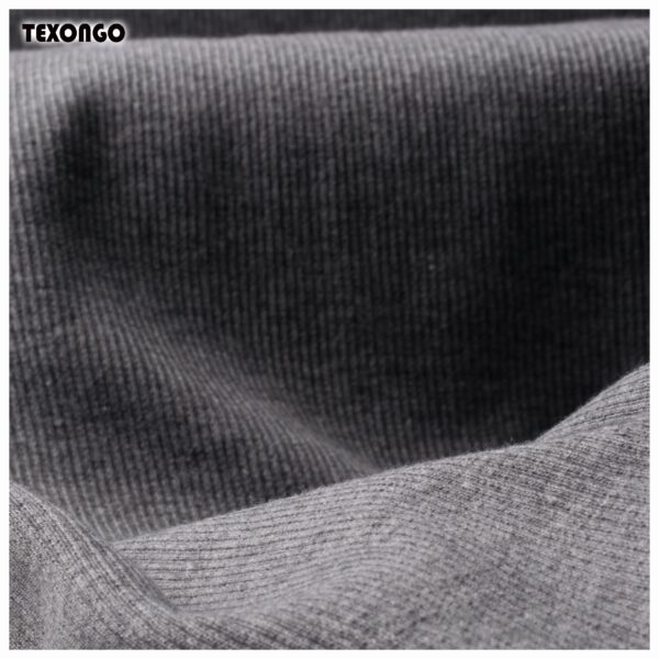 Dark grey Poly Cotton  Spandex Rib fabric